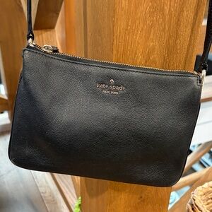 Kate Spade Leather “Sadie North South” Black Crossbody gold hardware